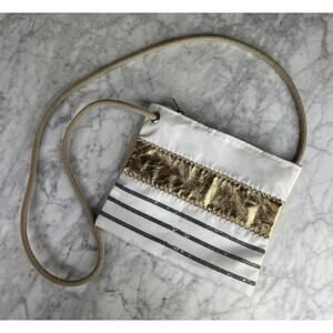 SEA BAGS Grey Mariner Stripe Slim Crossbody Bag